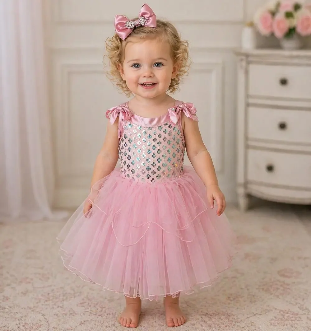 WEISSMAN Pink Sequin Tutu Dress Girls Party Dance Recital Princess 5-Pc Lot XSC